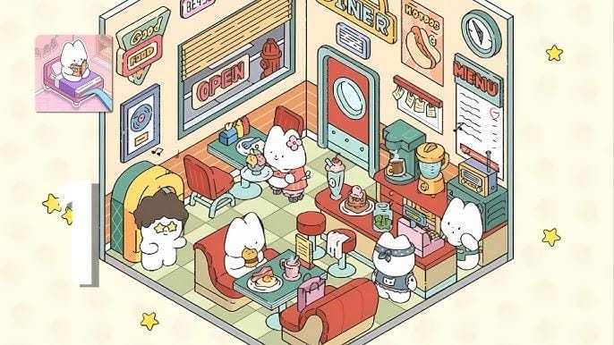 A player happily decorating a room in My Sticker Room game